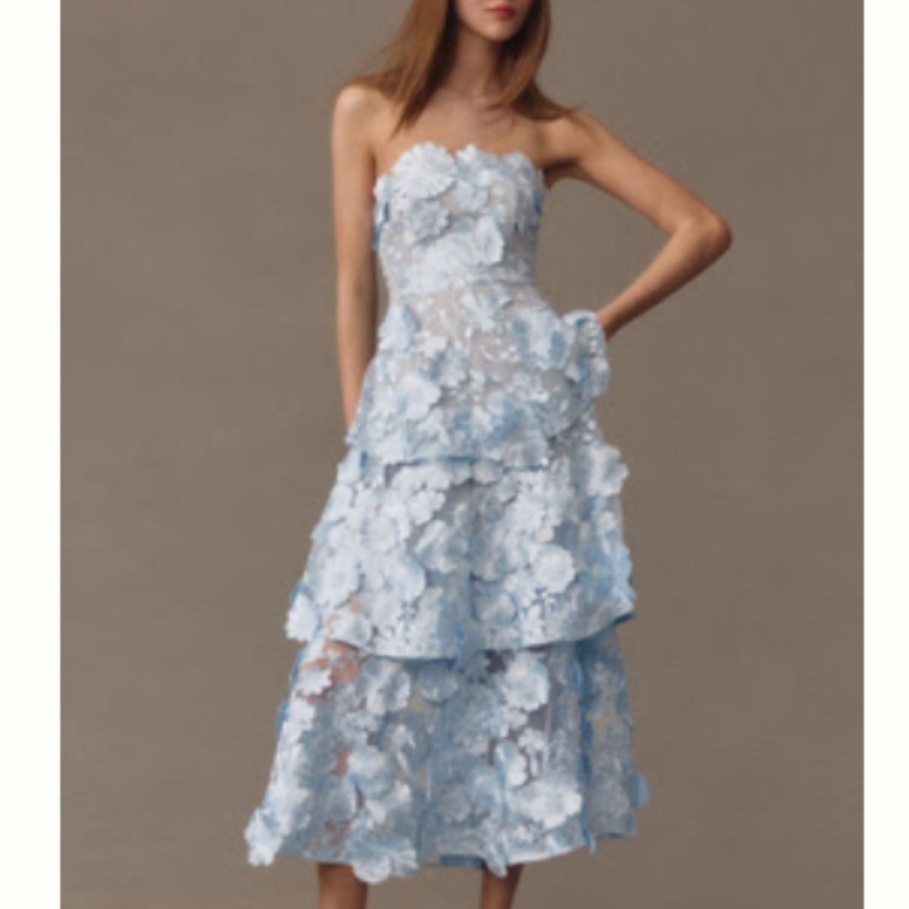 Elegant Blue Floral Gown